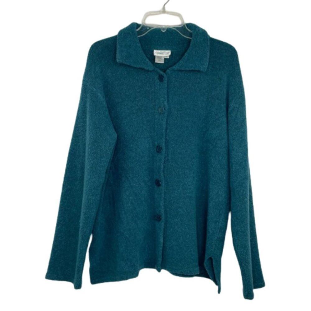 Coldwater Creek green button down sweater size Medium
